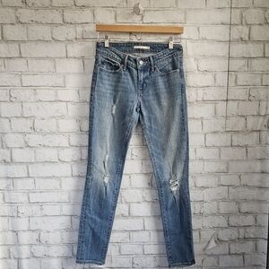 LEVI'S 711 Light Wash Distressed Skinny Jeans, 25
